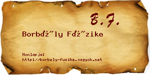 Borbély Füzike névjegykártya